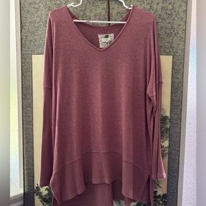 Cupio XL Tunic. Pink with ribbed sleeves